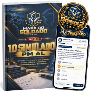 Capa ilustrativa do bônus 10 Simulados Inéditos comentados Soldado PM AL