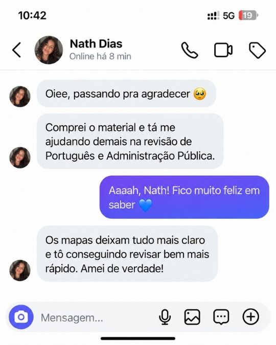 Resultado positivo de aluna estudando legislação para Soldado PM AL
